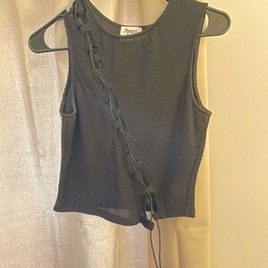 Black Tank Top with Cut-out Detail